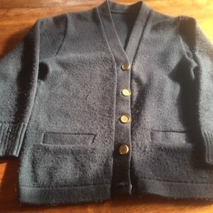 Warm black wool button-down sweater